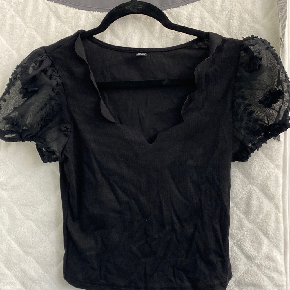 SHEIN black shirt with lace medium